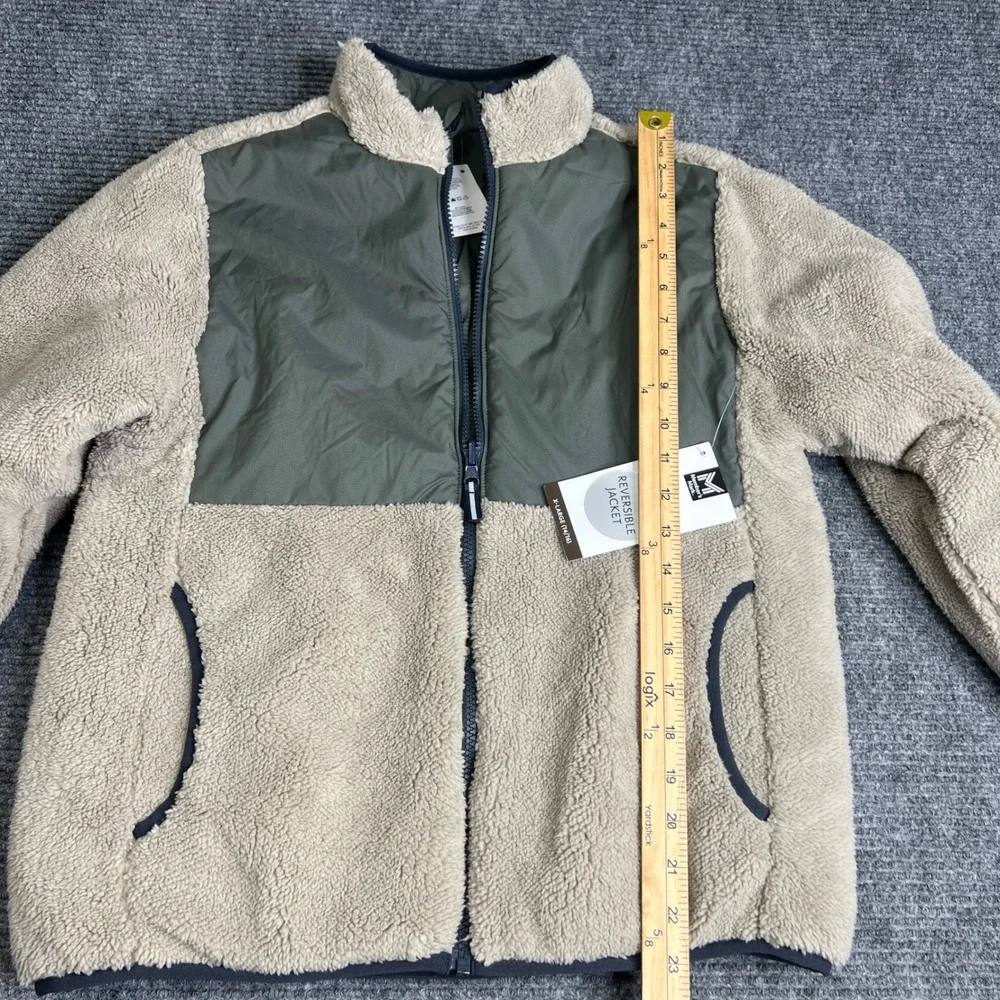 Members Mark Kids Reversible Jacket XL 14/16 Green Tan Sherpa Puffer Zip NWT